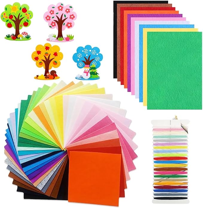 60 PCS Felt Fabric Sheets Craft Kit, Thick Nonwoven Felt, by Unknown