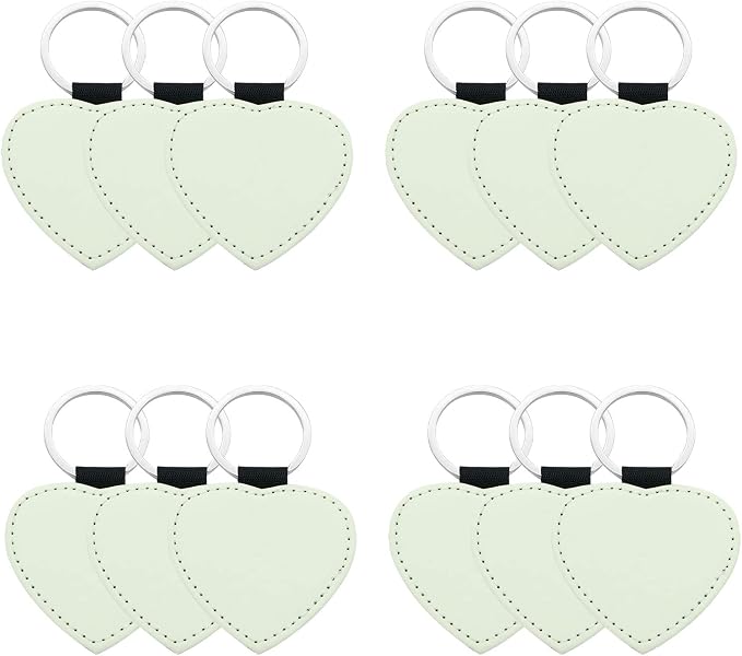 12 Pcs Sublimation Blank Keychains, PU Leather White Keychains Ornament Pendants by Goodhelperathome