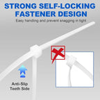 Zip Ties, RAZCC 1200pcs Cable Zip Ties 8 Inch, Heavy Duty White Plastic Wire - Image 5