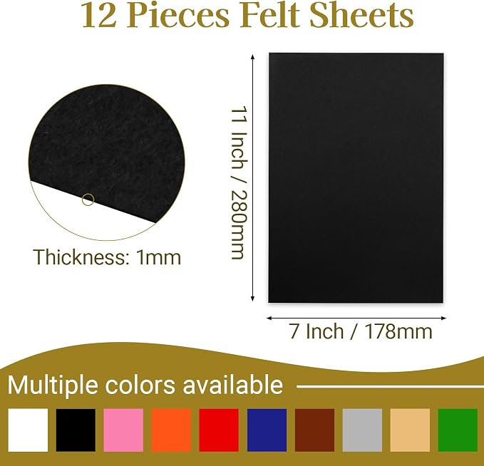 12 Pcs Felt Sheets, 7x11 Inch Stiff Felt - Image 2