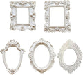 5Pcs Mini Frames -White Small Vintage Flower Oval Rectangle Baroque Frames by mozhixue