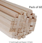 60 Pack Square Wood Dowel Rods 1/4x1/4x12 Inch Balsa Wood Sticks Natural Wood - Image 2