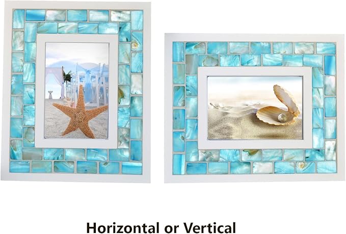 Beach Theme Picture Frame, 3.5x5 inch, Mother of Pearl, Tabletop or Wall - Image 2
