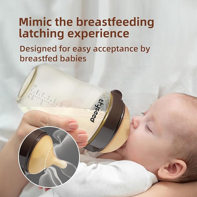 Thyseed PPSU Natural Breast-Like Bottle with Nipple(10 Months+),10oz，1pack