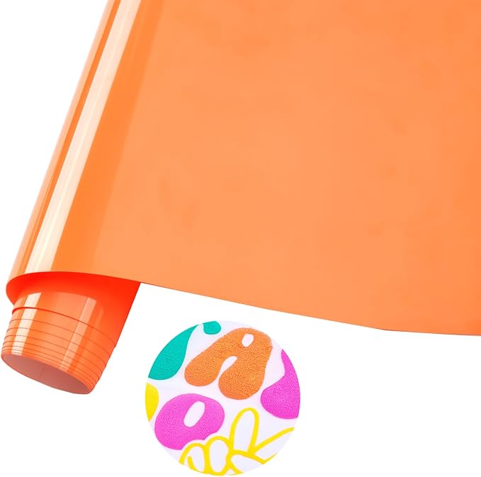 Tintnut Coral Neon Puff Heat Transfer Vinyl Roll, easy cut & weed, stretch by Tintnut