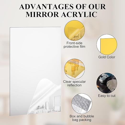 JMIATRY 4PCS Silver Acrylic Mirror Sheets 1/8 Thick, 12 x 16 Inch Silver - Image 7