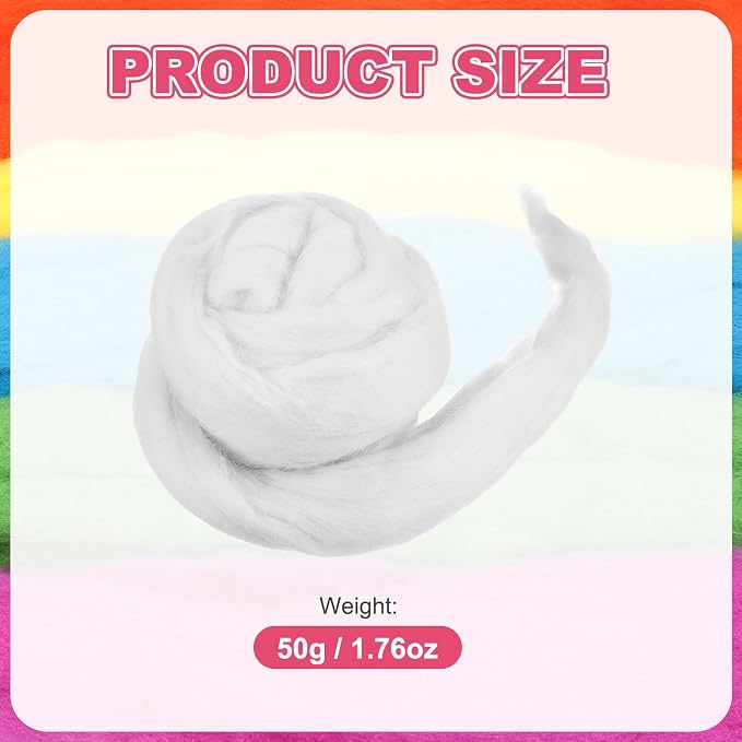 MECCANIXITY Wool Roving Yarn Soft Felting Wool 50g/1.76oz Pure Chunky Roving - Image 2