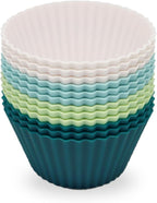 Large Silicone Baking Muffin Cups, 12 Pack Reusable Cupcake Liners Jumbo Size by SAWNZC