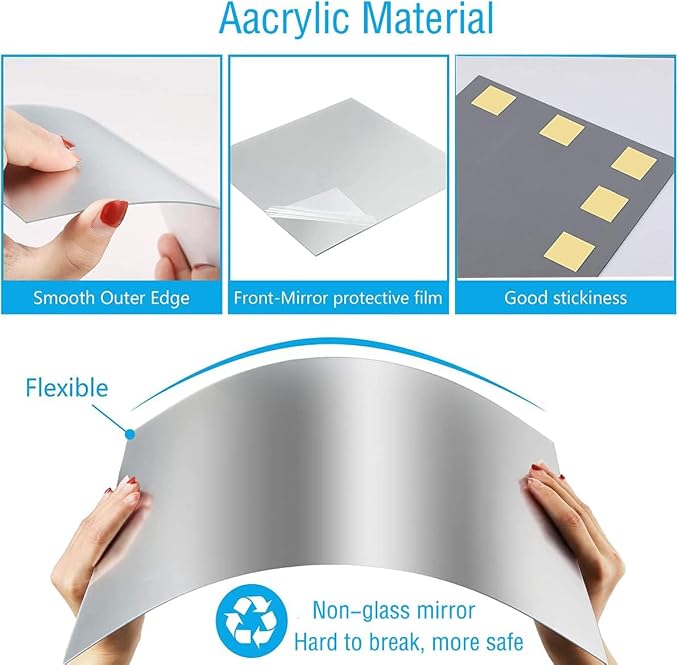 16" x 12" x 4Pcs Acrylic Mirror Sheets, Decorative Wall Mirrors | Flexible Full - Image 3