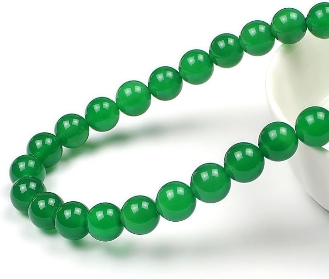 MJDCB 7A Natural Green Agate Beads Round Stone Loose Beads - Image 2