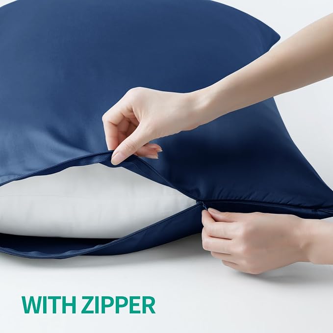 4-Pack Bamboo Viscose Zippered Pillow Cases Standard Size, 400 Thread Count - Image 3