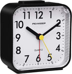 Peakeep Small Battery Operated Analog Travel Alarm Clock Silent No Ticking - Image 2