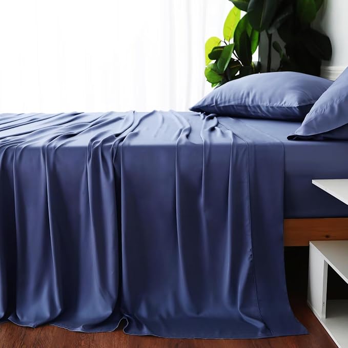Bamboo Viscose Flat Sheets Only, 400 Thread Count Sateen Weave TwinXL Size Flat - Image 4