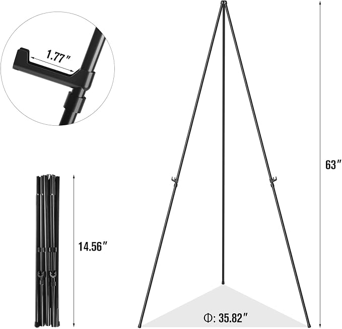 Easel Stand for Sign, Aredy 63" Portable Painting Easel, Lightweight Metal - Image 3