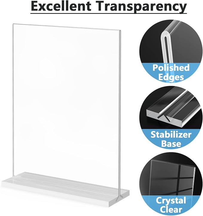 MaxGear Acrylic Sign Holder 8.5" x 11" Double Sided Acrylic Stand, 3 Pack | - Image 4