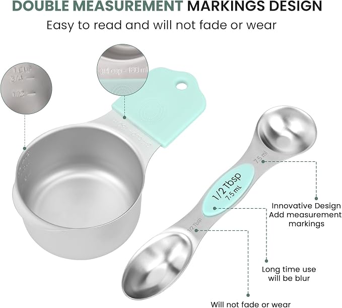 Magnetic Measuring Cups and Spoons Set-Heavy Duty 304 Stainless Steel，Double - Image 4