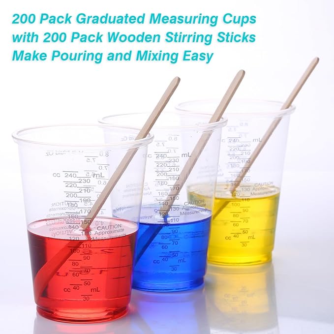 200Pcs 8oz Graduated Clear Plastic Measuring Cups Disposable Mixing Cups - Image 6