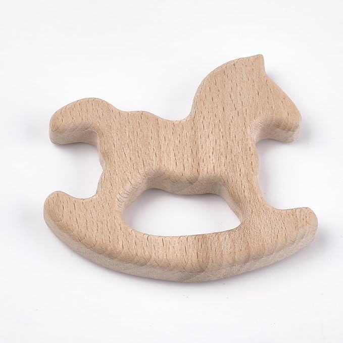 LiQunSweet 20 Pcs Rocking Horses Shaped Undyed Wood Cutout Lovely Animals Wood - Image 2