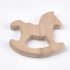 LiQunSweet 20 Pcs Rocking Horses Shaped Undyed Wood Cutout Lovely Animals Wood - Image 2