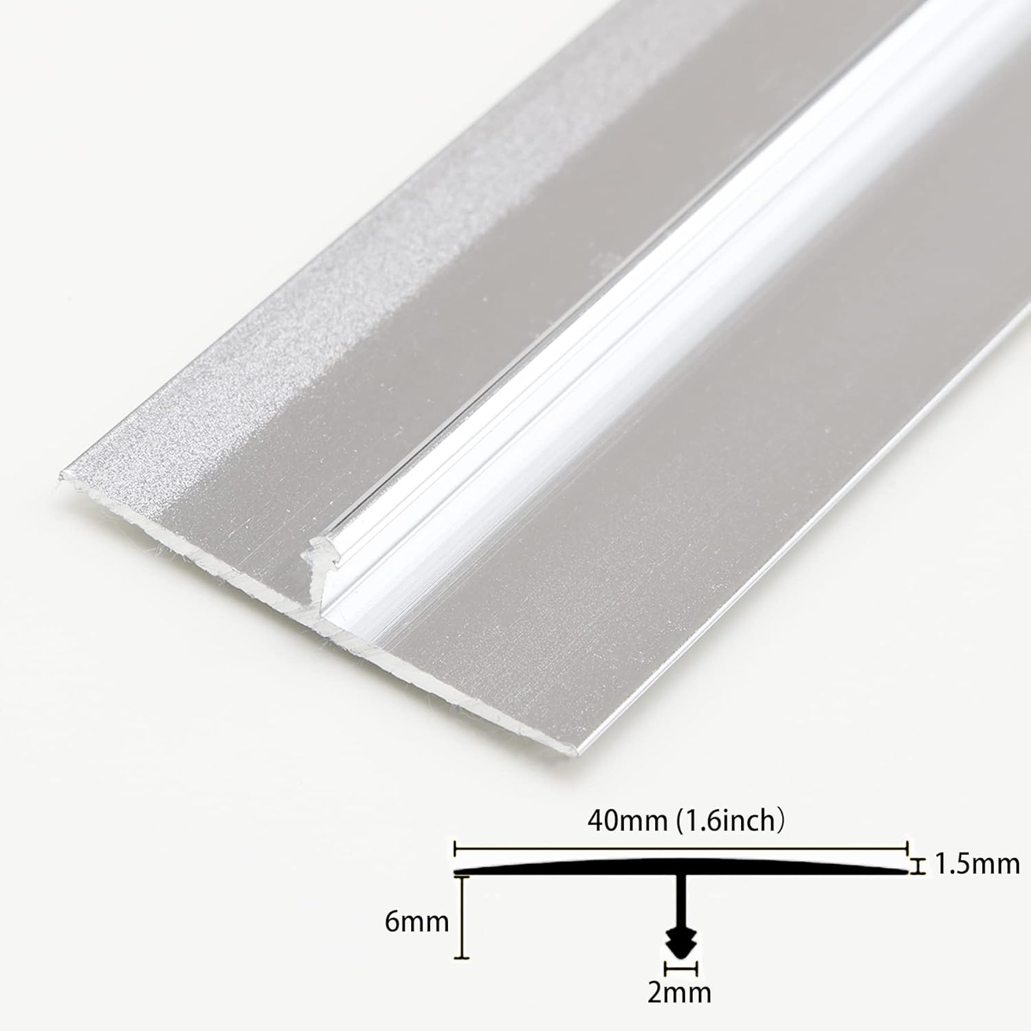3Pcs Aluminum T Molding Trim & Floor Transition Strips, Flat Divider Strip for Door Threshold and Joining Flooring Gaps of Laminate Planks Tile (2.9Ft x 1.6In, Matte Silver)