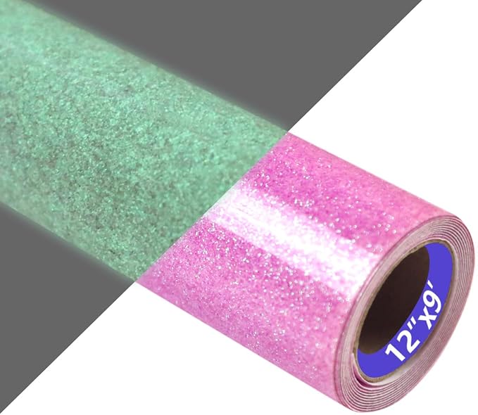 HTVVETUR Glitter Lilac Heat Transfer Vinyl, Glow in The Dark Light Purple HTV by HTVVETUR