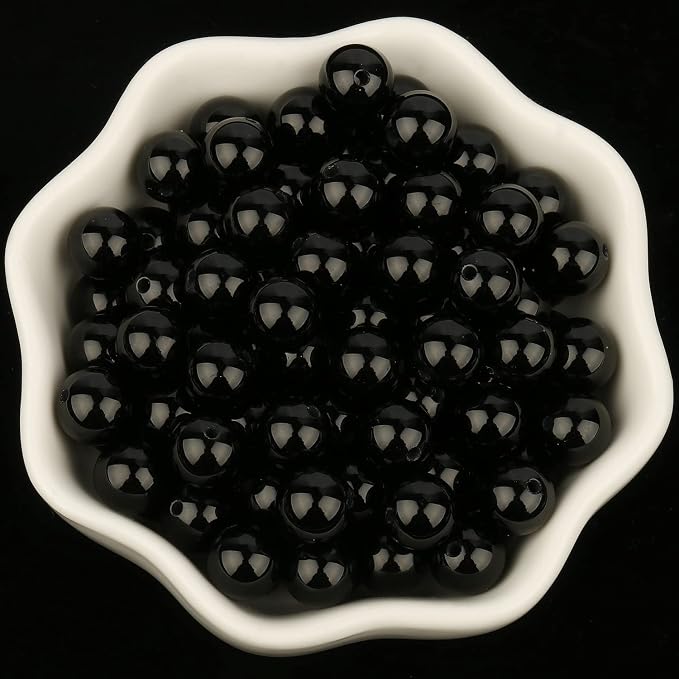 35pcs Round Loose Polish Black Agate Beads - Image 5
