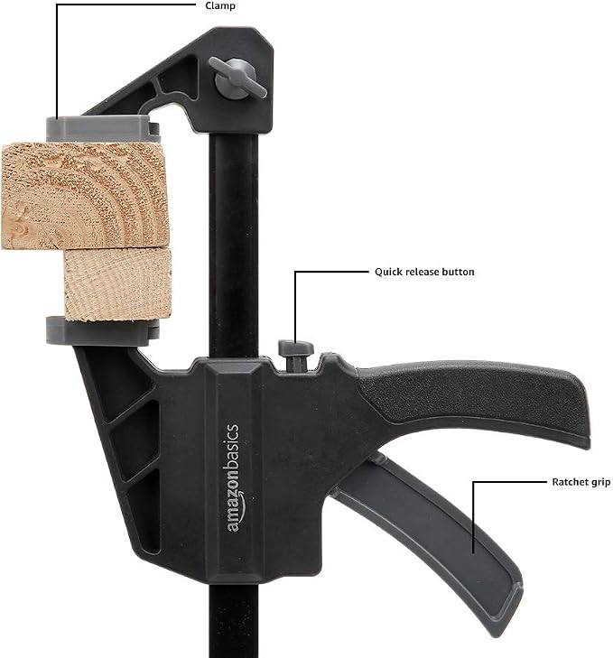 Amazon Basics 6-Piece Easy-to-Use One-Handed Trigger Clamp Set, 2 Pack of 4-inch - Image 2