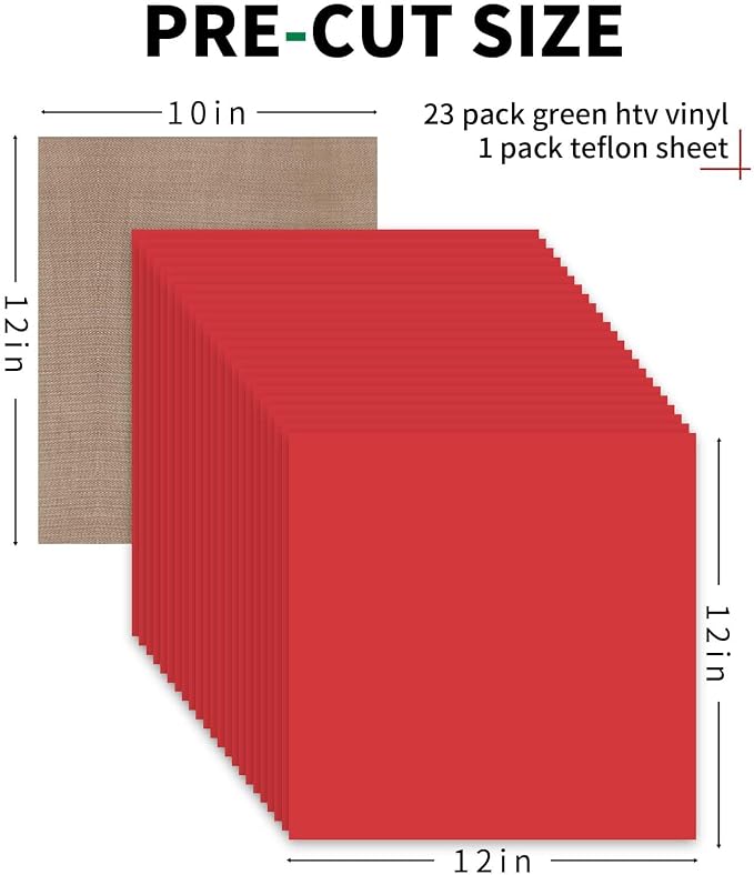 HTVRONT Red HTV Heat Transfer Vinyl Bundle: 24 Pack 12"x12" Iron on Vinyl | Red - Image 6