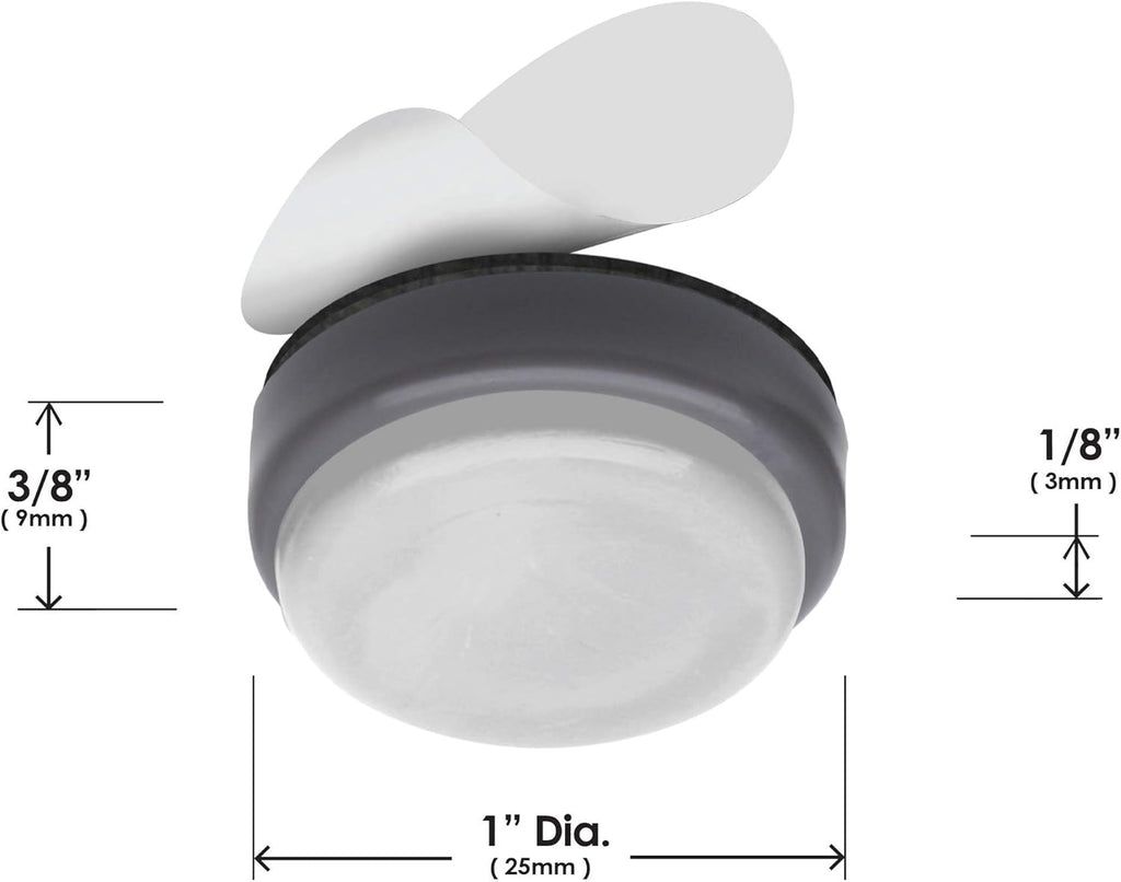 GorillaGlides 1 Inch Chair Sliders/Furniture Floor Protectors (16 Furniture Glides) Self-Adhesive Screw On Chair Glides for Sliding on Low-Pile Carpet & Hard Surface Floors, Round