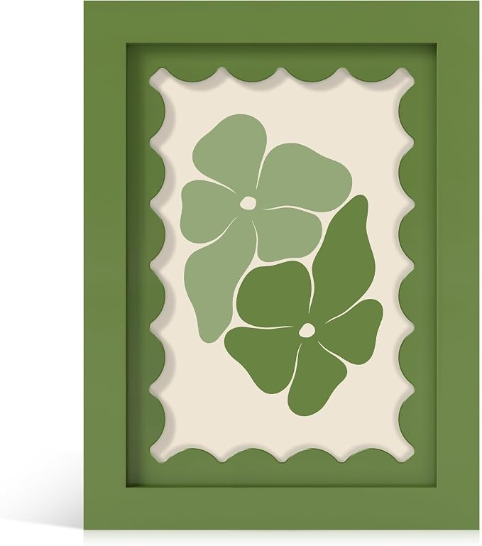 5x7 Picture Frame with Real Glass, Wooden cute 5 x 7 Photo Frame with Wavy Mat by THKRLOF