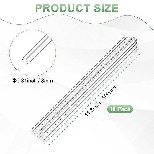 M METERXITY 10-Pack Acrylic Round Rods, 11.81 x 0.31 Inch/ 300 x 8 mm Clear - Image 3