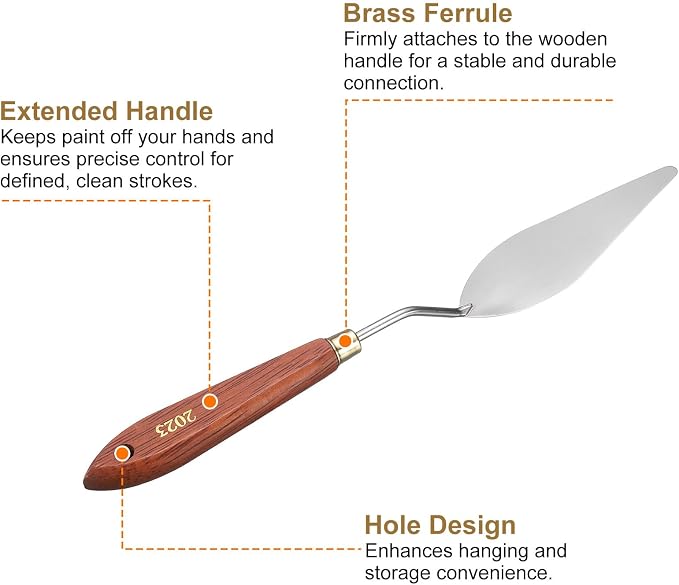 HARFINGTON Palette Knife Painting Tool 3.94" x 1.42" Stainless Steel Teardrop - Image 5