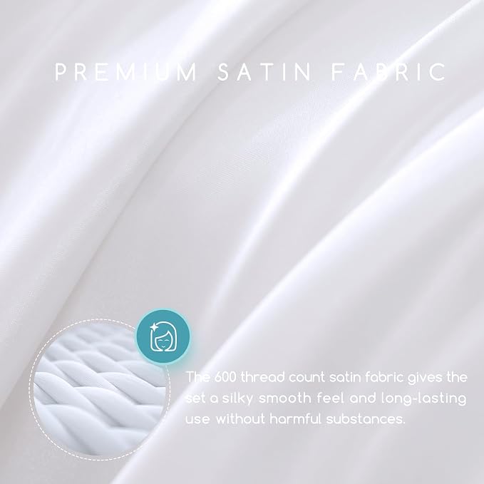 MR&HM Satin Bed Sheets, California King Size Sheets Set - Image 2