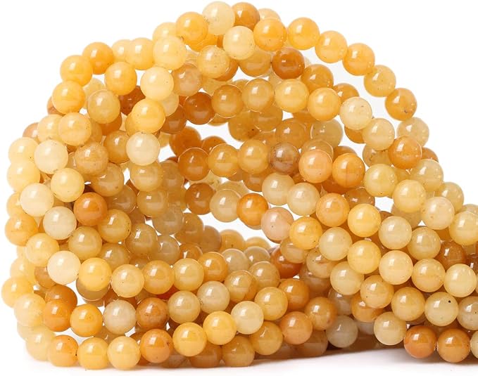 60PCS 6mm Natural Yellow Jade Gemstone Round Loose Beads by CHEAVIAN