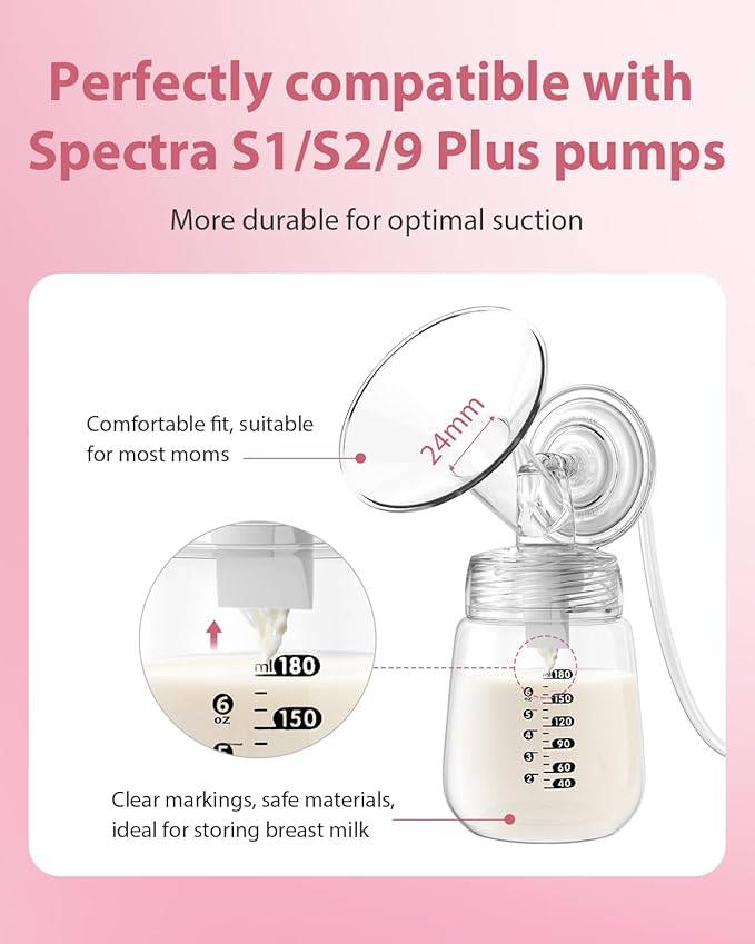Electric Breast Pump Parts Compatible with Spectra S1/S2/9 Plus, 2Pcs Duckbill Valves and 2Pcs 22mm Flange (Not Original Spectra Accessories)
