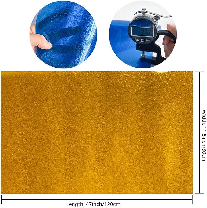 ONEART | Mango Yellow Transparent Glitter Vinyl Roll, 0.7 mm Solid Clear PVC - Image 4