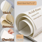 Sketch Book Pad, Drawing Paper 9" x 12" Spiral Bound, Durable Acid Free - Image 2