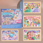 jWooden Puzzle for Kids 4-6 Years Old, 4 Pack of 24 Pieces Unicorn Princess - Image 2