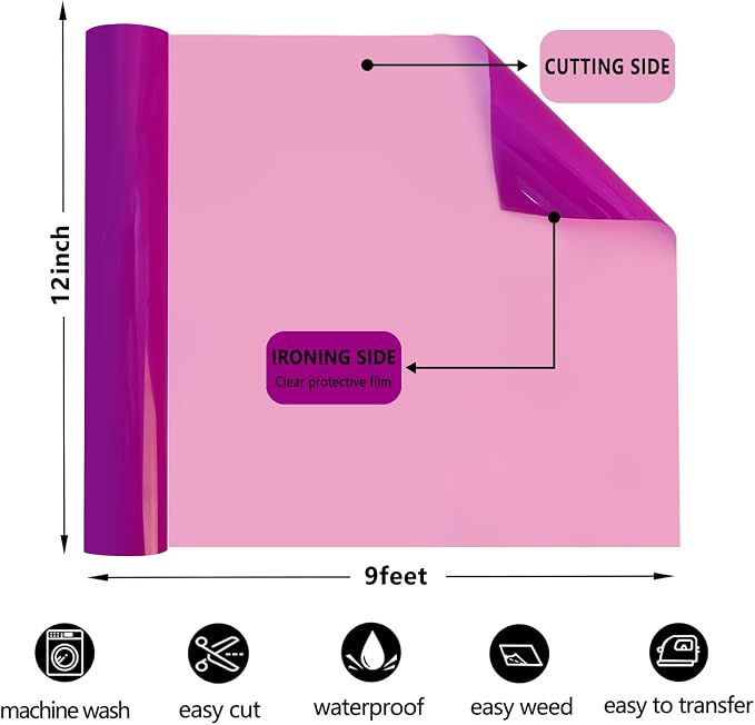 FUNKAKA Neon Purple Heat Transfer Vinyl HTV Rolls - Image 3
