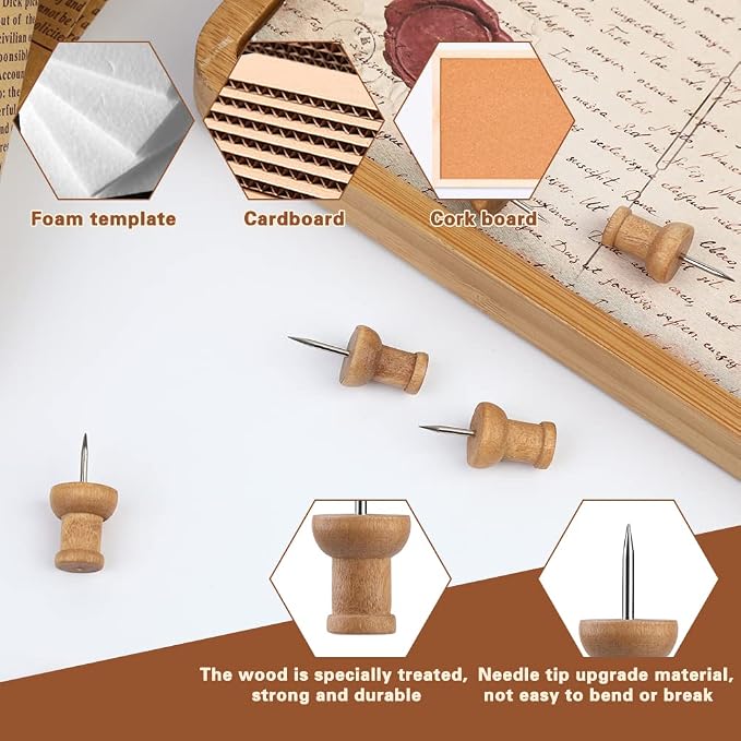 150 Pcs Push Pins for Cork Board Decorative Thumb Tacks | Wood Push Pins Cork - Image 4