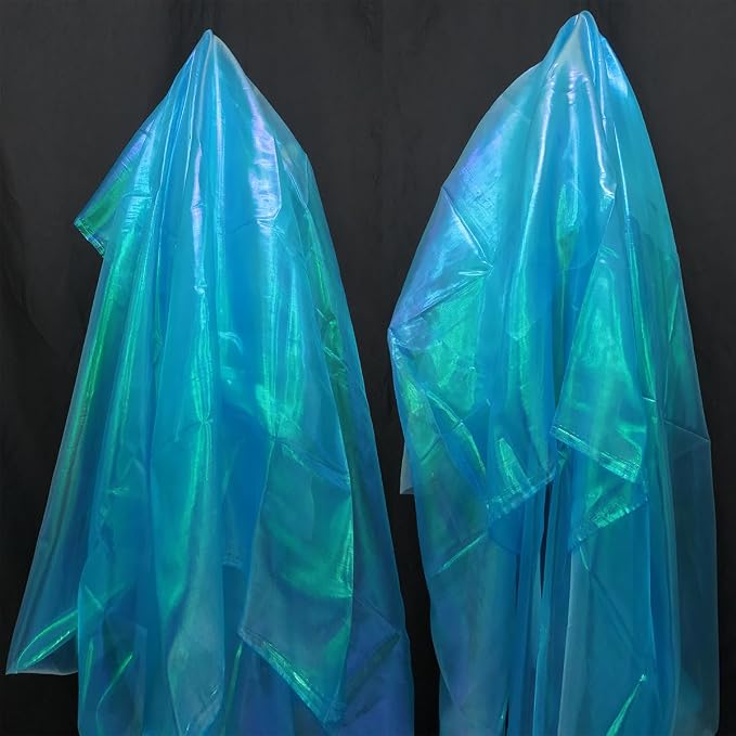 Sky Blue Iridescent Organza Fabric by Unknown