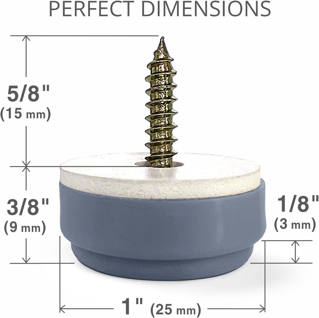 Chair Glides X-PROTECTOR – 16 PCS 1" Furniture Glides – Screw-On Chair Sliders – Premium Chair Leg Floor Protectors – Slide Furniture Effortlessly on All Floor Types with Small Furniture Sliders!