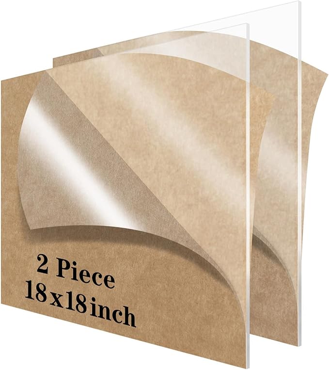 Lesnlok 2 Pieces 18 x 18 Acrylic Sheet 1/8 inch Thick 3mm Plexiglass Sheet by Lesnlok