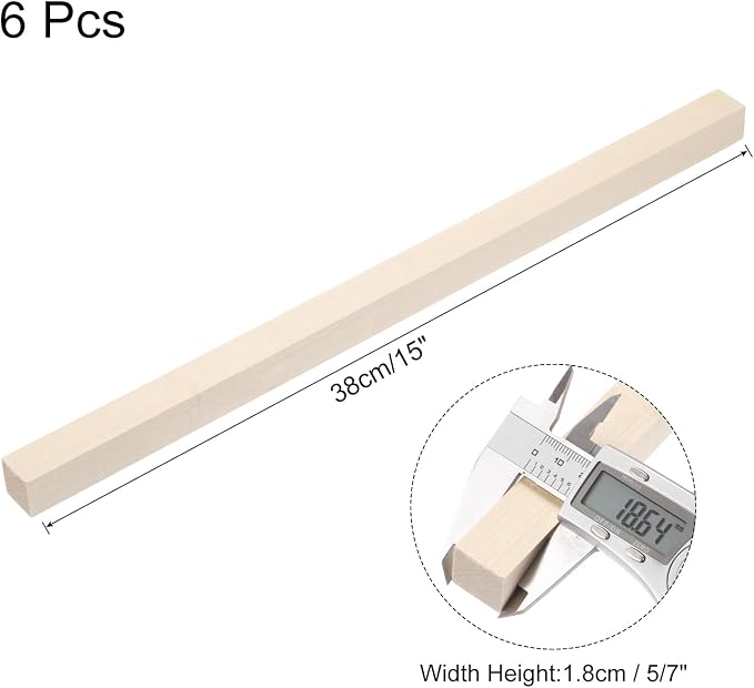 MECCANIXITY 6pcs Wood Sticks, 5/7"x 5/7" x 15" Rectangle Wooden Cube Wood - Image 2