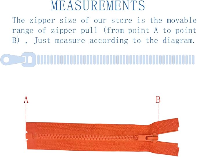 ANPURZII 2PCS #5 44 Inch Vermilion Orange Separating Jacket Zippers - Image 2