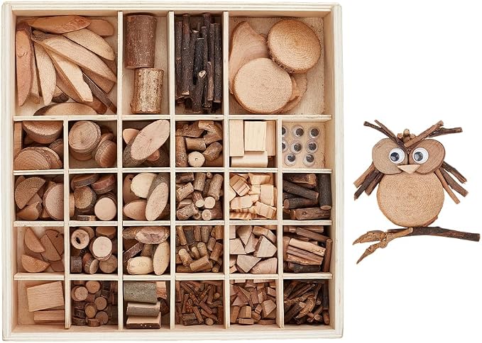 PH PandaHall Wooden Unfinished Craft Kits Garden Playset Loose Parts Natural by PHPandaHall