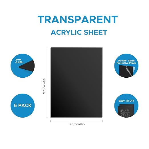 OMTech 6 Pack Colored Acrylic Sheets, 6-Color Acrylic Plastic Boards - Image 8