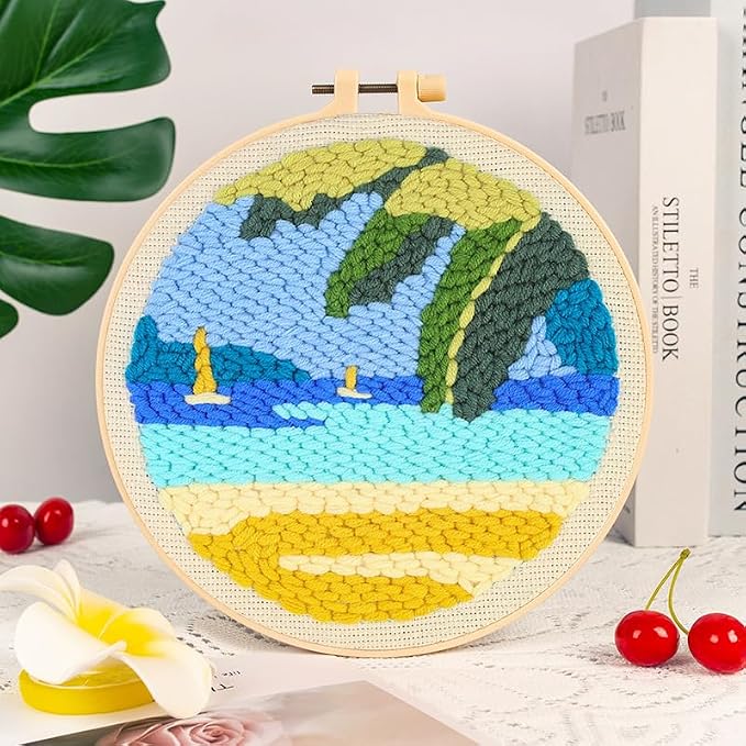 Coconut Tree Punch Needle Kit for Beginners, Crochet Kit for Adult, Home Decor - Image 2