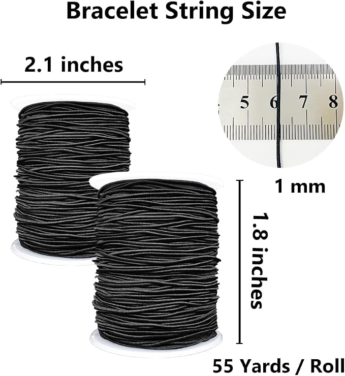 LUSTEMBER Stretchy String for Bracelets, 2 Rolls 1 mm Sturdy Elastic String - Image 2