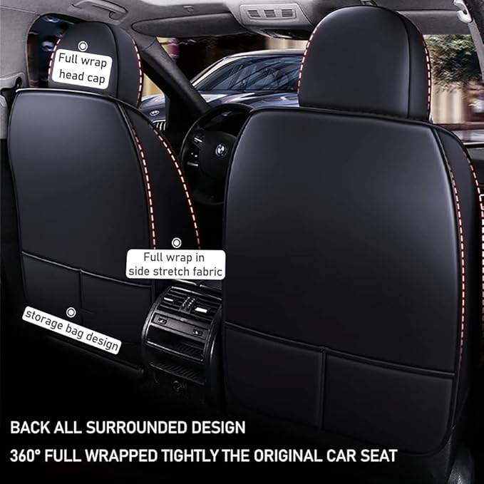 Auto Front Seat Covers fir for Suzuki 1999-2025 95% Models, 3D Front Split Bench Protection Compatible with Side Airbag Black & Black Line